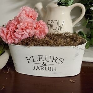 Farmhouse Decor Distressed White Tin